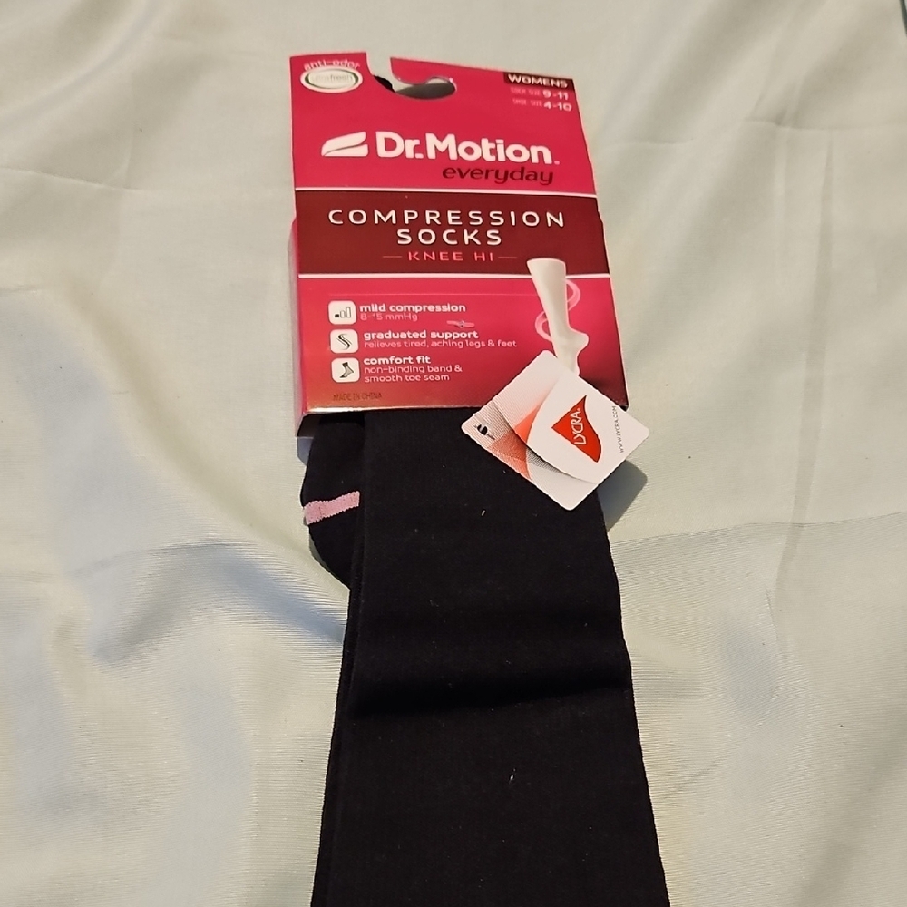 Dr. Motion Black Light Compression Knee High Socks For Women.